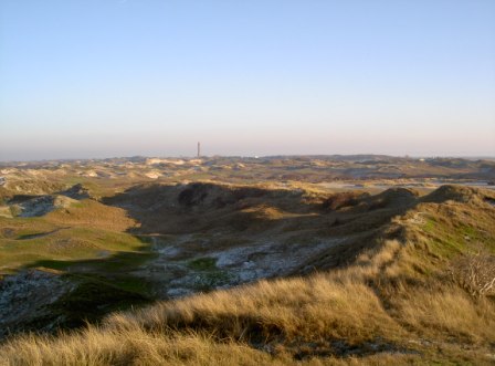 Blick Leuchtturm Dünenlandschaft Zuckerpad Zuckerpad Blick zum Leuchtturm Dünenlandschaft